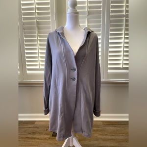 Lucky Brand grey hooded button down size small